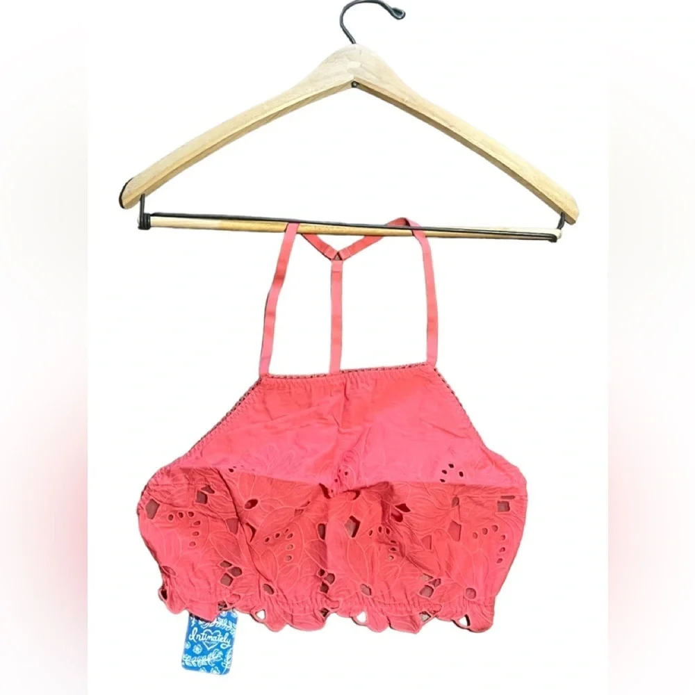 FREE PEOPLE Intimately June High Neck bralette Kiss Kiss coral Medium NWT - Picture 5 of 13